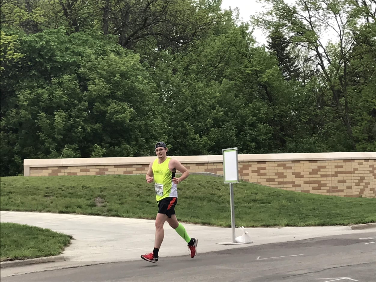 Zach running the Fargo Full Marathon